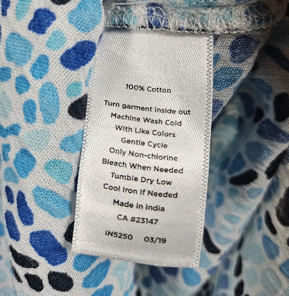 Talbots Factory Blue Mosaic Lightweight Cotton Longline Tunic Top, Size M - Picture 8 of 8